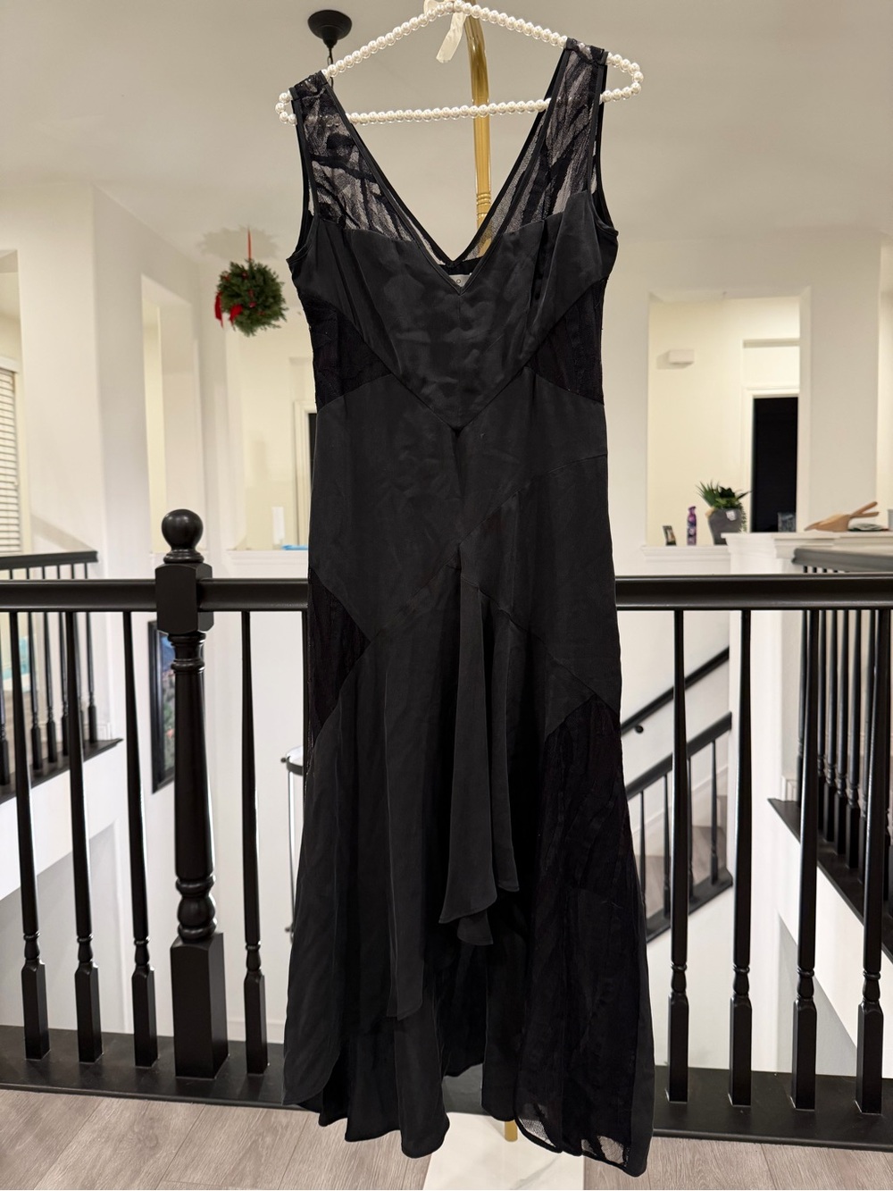 IRO Black Silk Lace Trim Dress